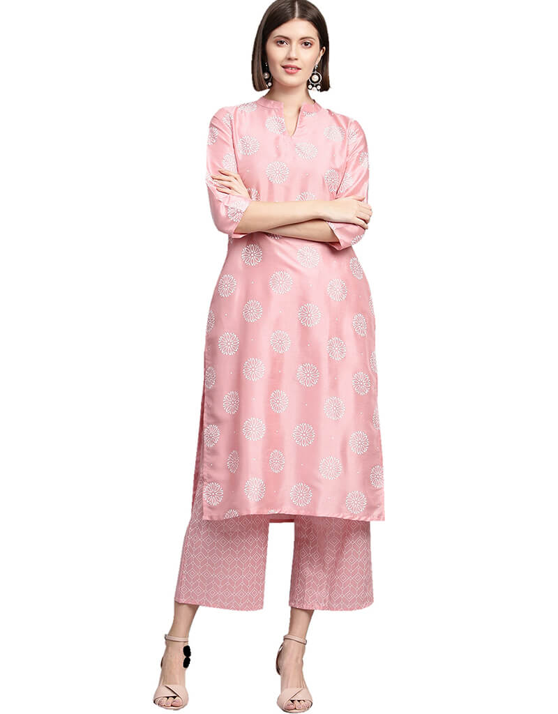 Elegant Baby Pink Poly Silk Suit Palazzo for Women - Perfect for Weddings, Parties & Special Occasions