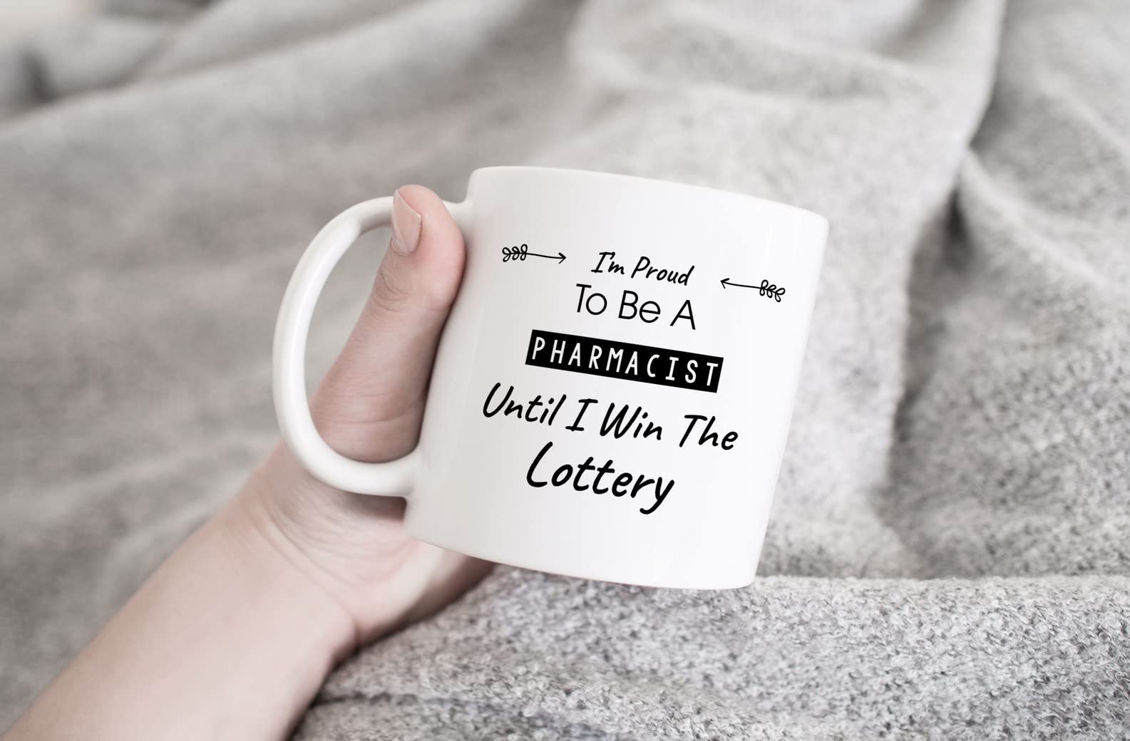 Funny Coffee Mug for Pharmacist - 'Proud Pharmacist Until Winning Lottery' Gift for Men, Women, Coworkers & Family - Perfect Birthday, Christmas & Holiday Present - Great for Office, Home & Coffee Breaks