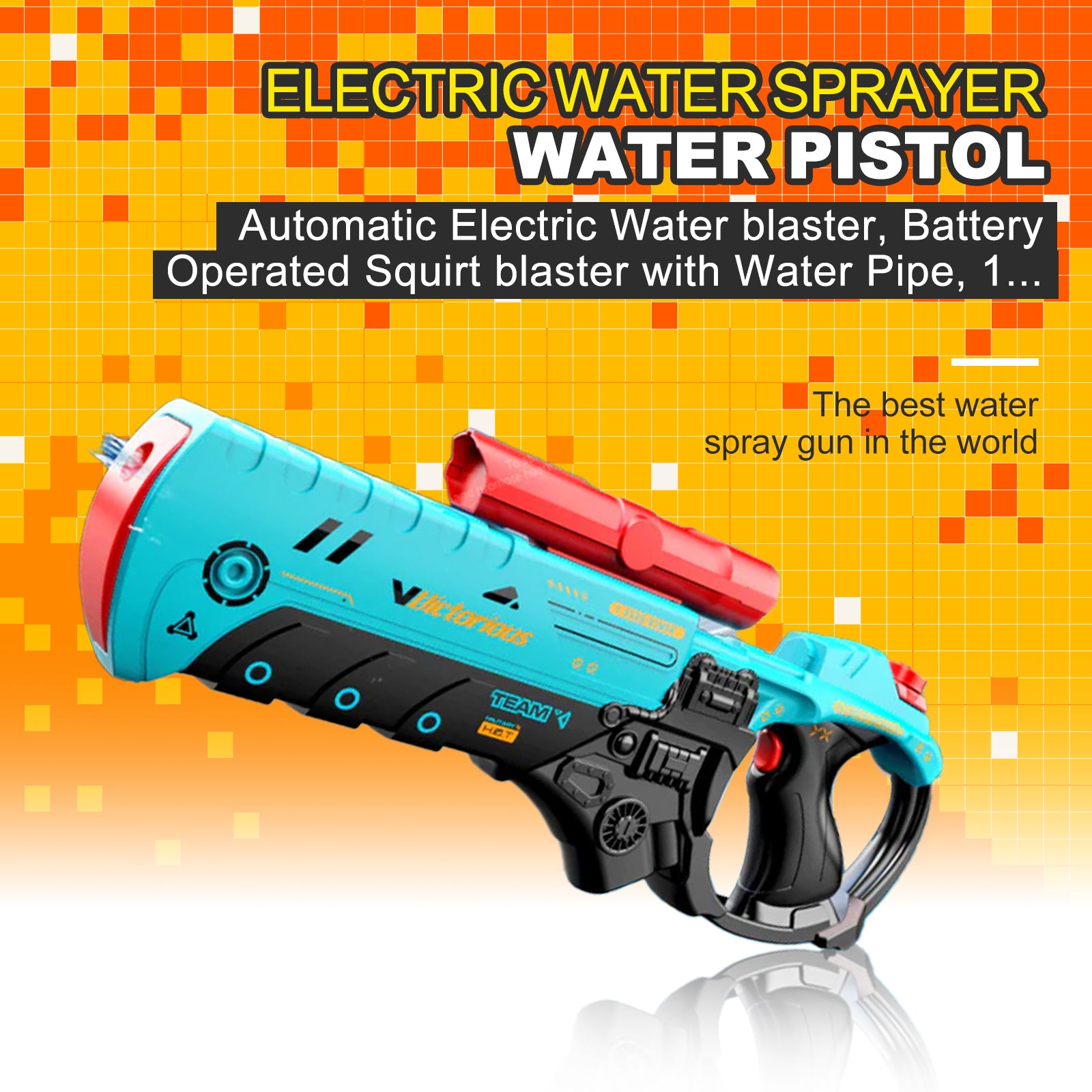 Automatic Electric Water Blaster - Battery Powered Squirt Gun with Water Pipe for Kids & Adults - Perfect for Backyard Water Fights, Pool Parties, and Summer Outdoor Fun