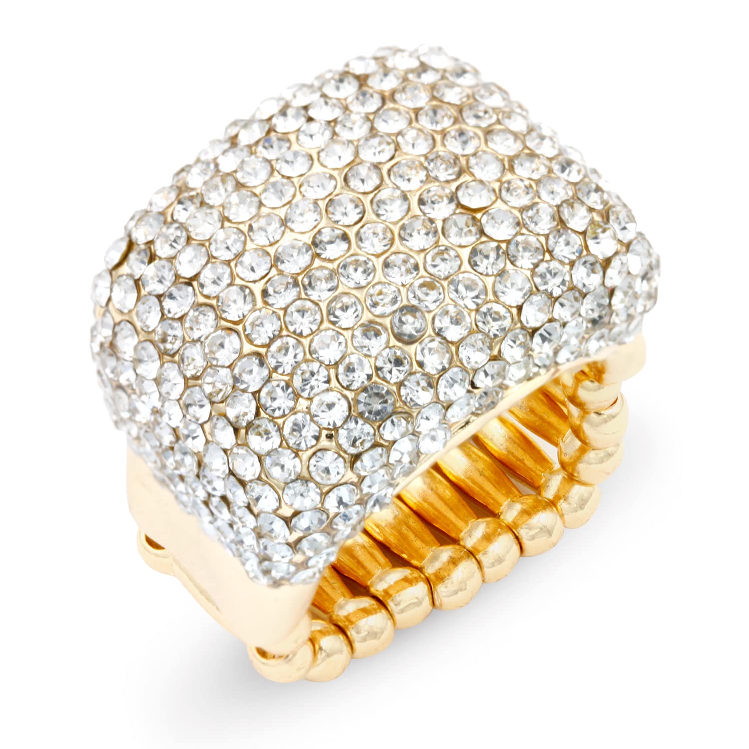 Luxury Crystal Stretch Rings for Women - Adjustable Half Cube Statement Rings - Elegant Jewelry for Parties, Weddings & Everyday Wear