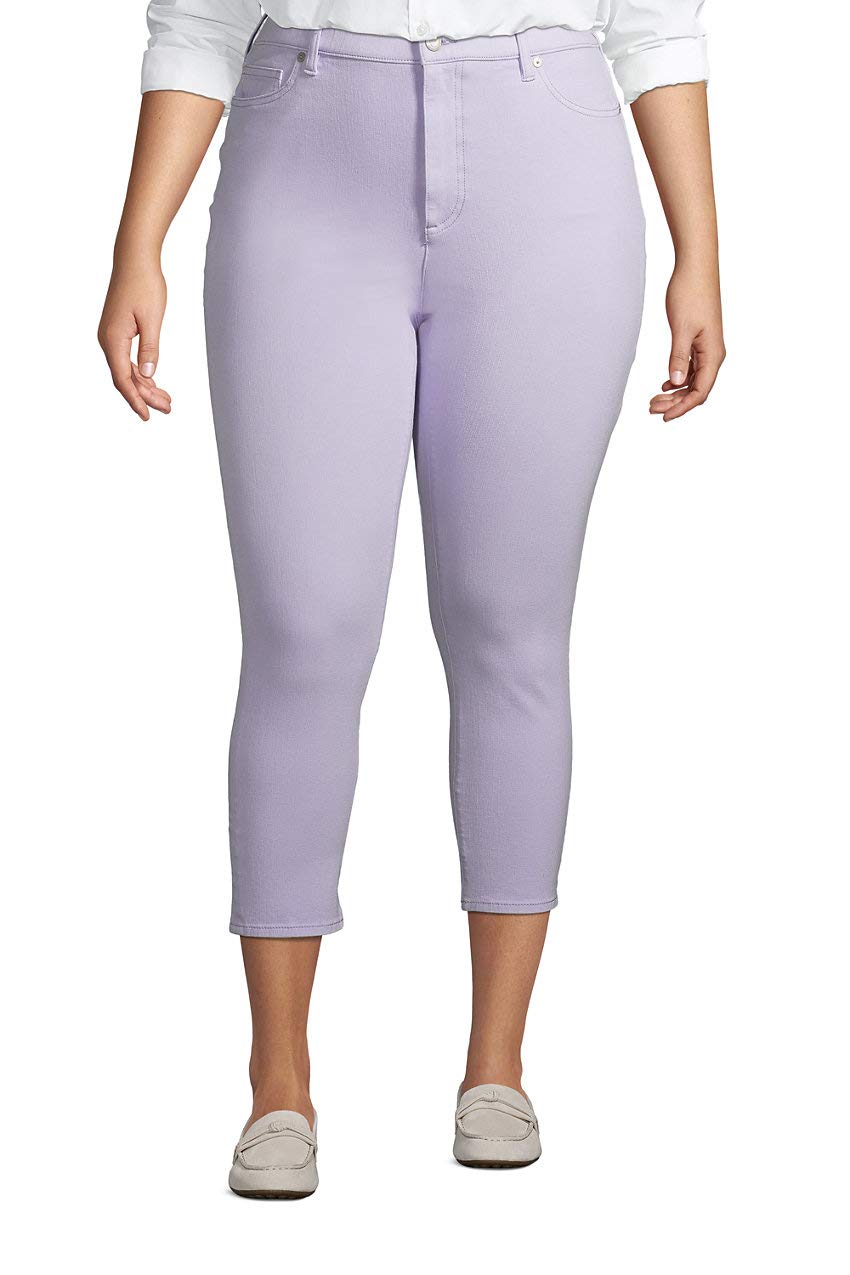 Lands' End Women's Stretch High Rise Skinny Legging Crop Blue Jeans - Comfortable Slim Fit Denim Pants for Casual Wear, Work & Travel