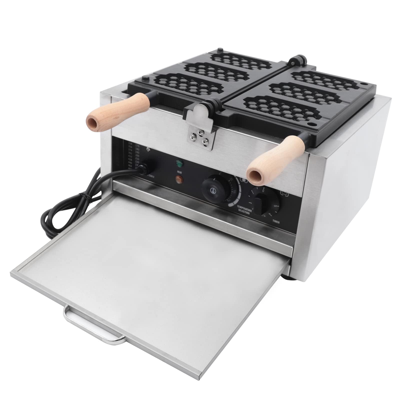 DNYSYSJ 1400W Commercial Mini Waffle Maker - Nonstick Honeycomb Grid Electric Waffle Iron with Stainless Steel Body - Perfect for Breakfast, Cafes, and Small Business Use