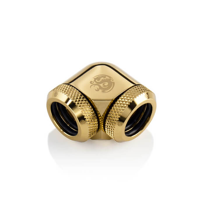 Bitspower 90 Degree Dual Multi Link Fitting - True Brass for 14mm OD Tubing - Perfect for Custom PC Water Cooling Loops and Hardline Builds