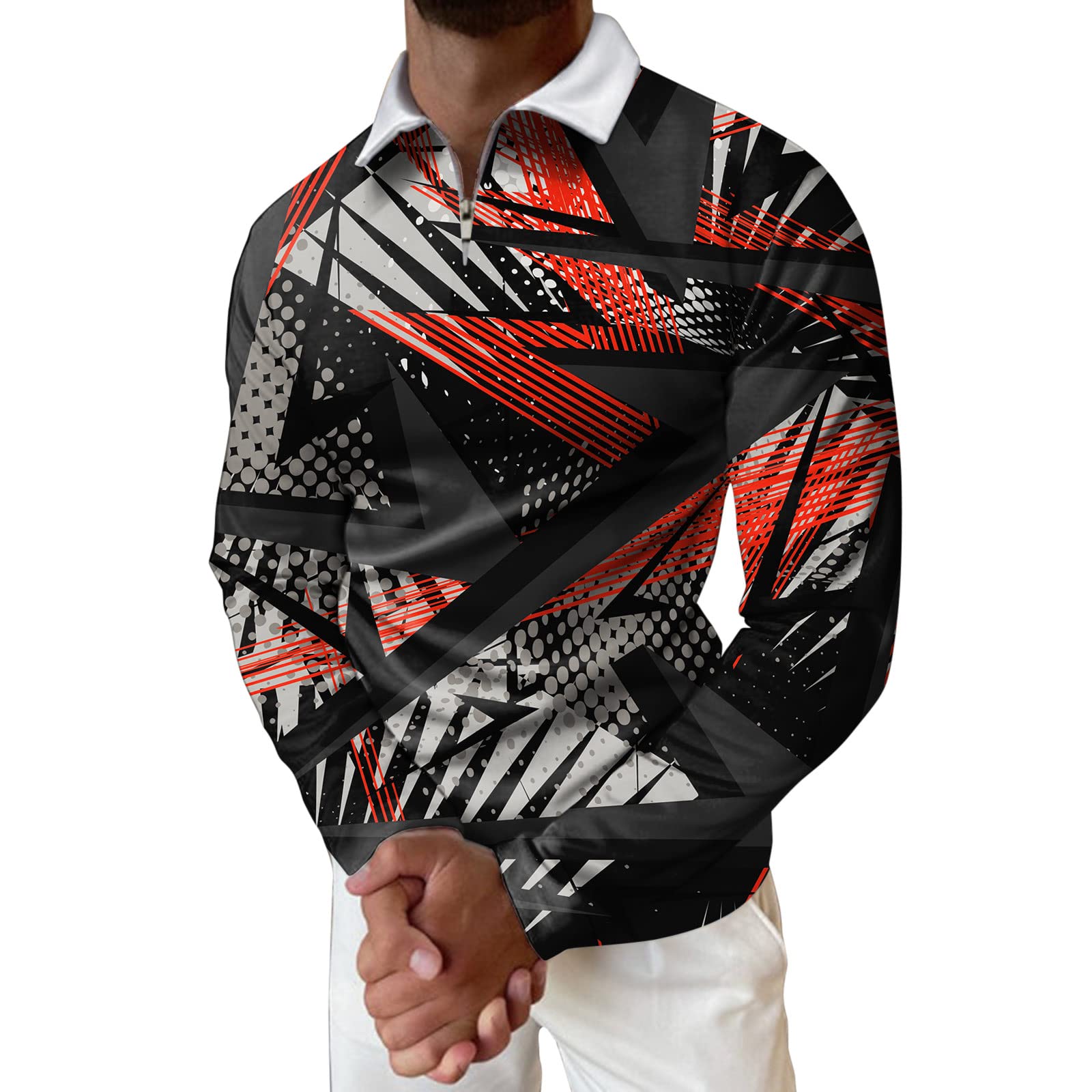 QWENTMTNTY Men's Casual Long Sleeve Printed T-Shirt - Fall Winter Comfortable Crew Neck Top for Boys & Teens - Perfect for School, Outings & Everyday Wear