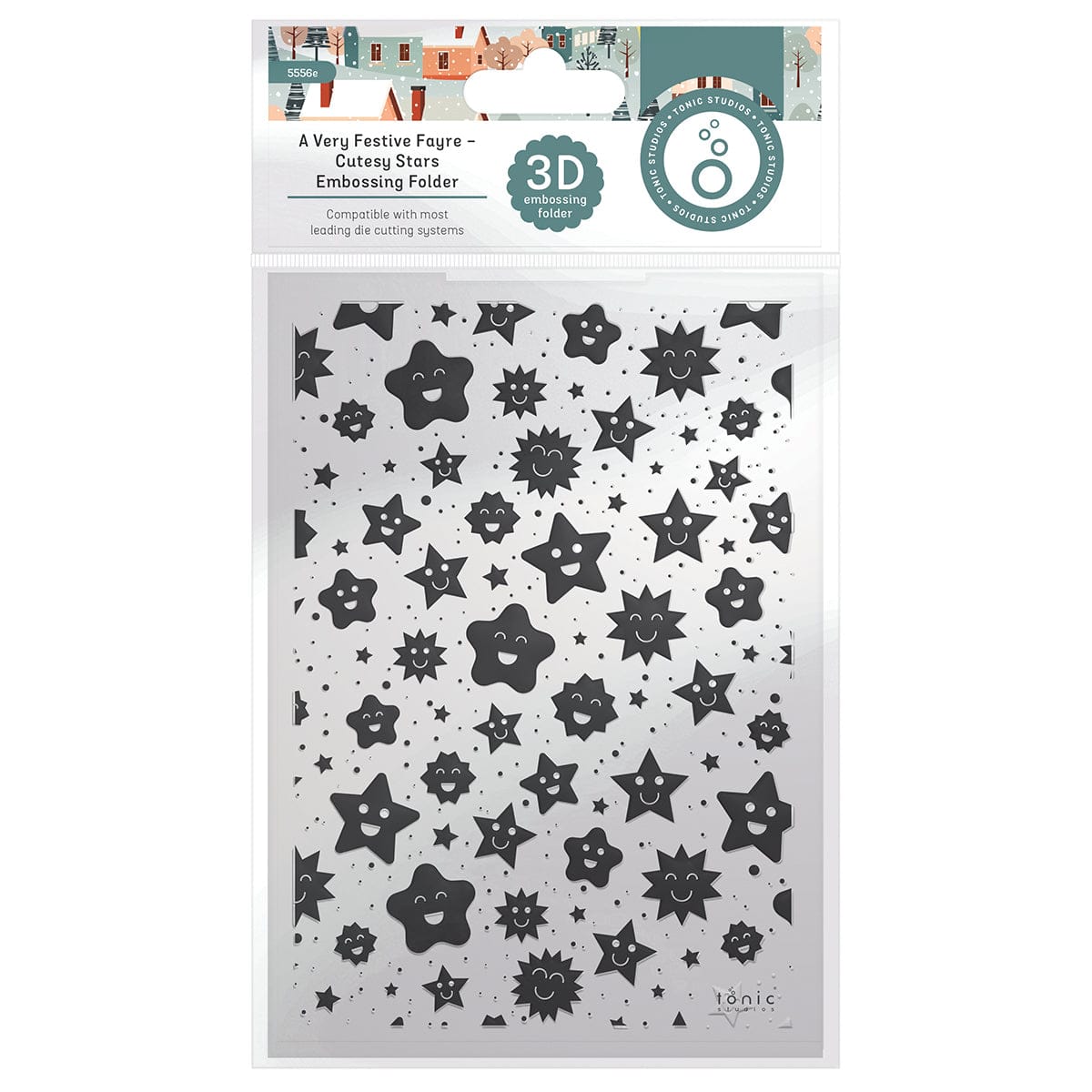 Festive 3D Embossing Folder with Cute Stars Design - Perfect for DIY Greeting Cards, Scrapbooking, and Paper Crafts