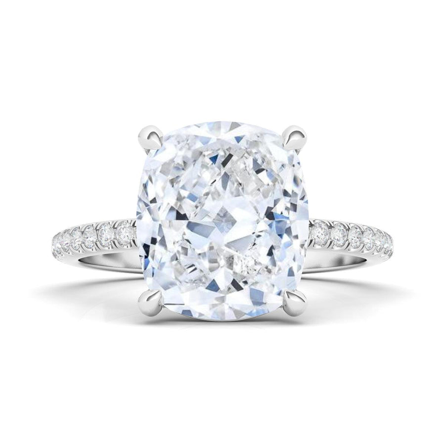 Exquisite Cushion Cut Pave Diamond Engagement Ring - 14K White Gold Wedding Band for Women, Perfect for Proposals, Anniversaries & Special Occasions