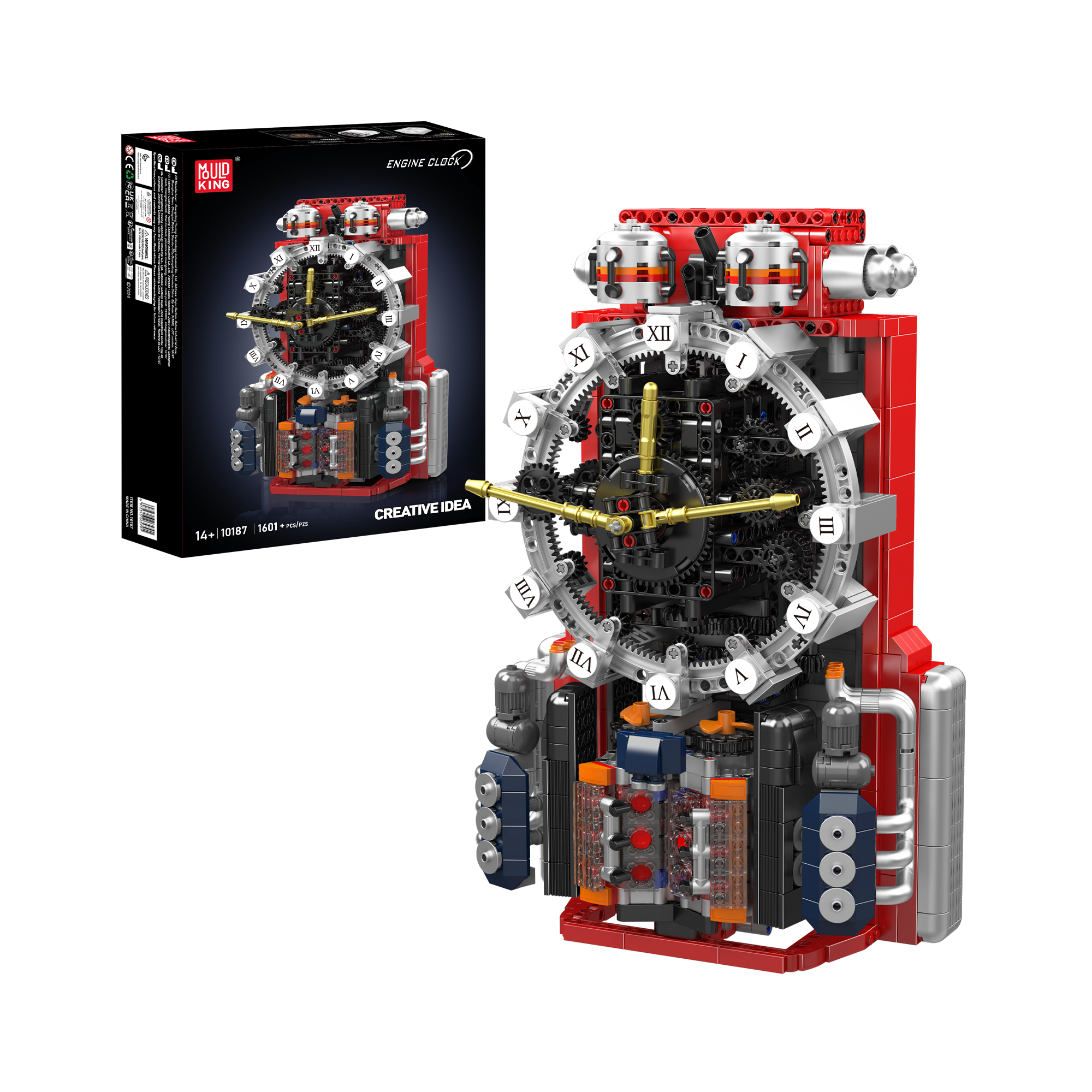 Mould King 10187 Cyberpunk Mechanical Clock Building Set - 1,601 Piece DIY Model Kit for Adults & Teens | Perfect for Home Office Decor, STEM Education & Collector's Display