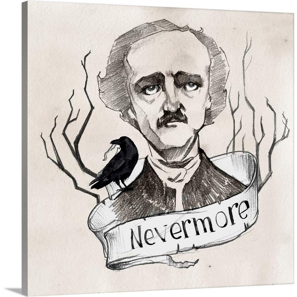Jennifer Paxton Parker Nevermore I Canvas Wall Art Print - 30x30 Inch Figurative Home Decor for Halloween - Perfect for Living Room, Bedroom & Office Decorations