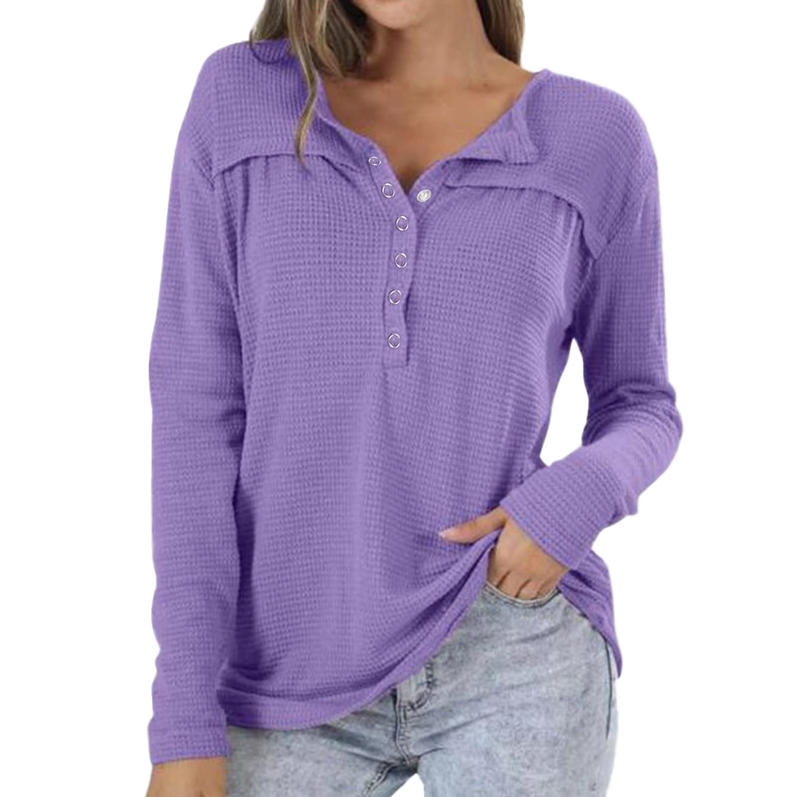 Women's Long Sleeve Button-Up Shirt - Slim Fit Round Neck Casual & Dressy Basic Top for Work, Office & Everyday Wear