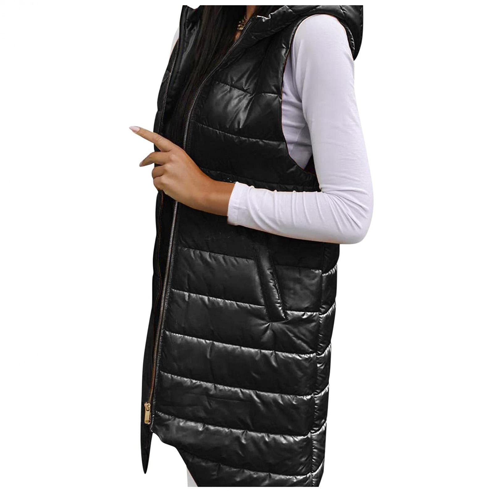 Women's Sleeveless Puffer Vest Jacket with Hood - Lightweight Winter & Fall Outerwear 2024 | Warm Hooded Cami Tank Top for Layering, Outdoor Activities & Casual Wear