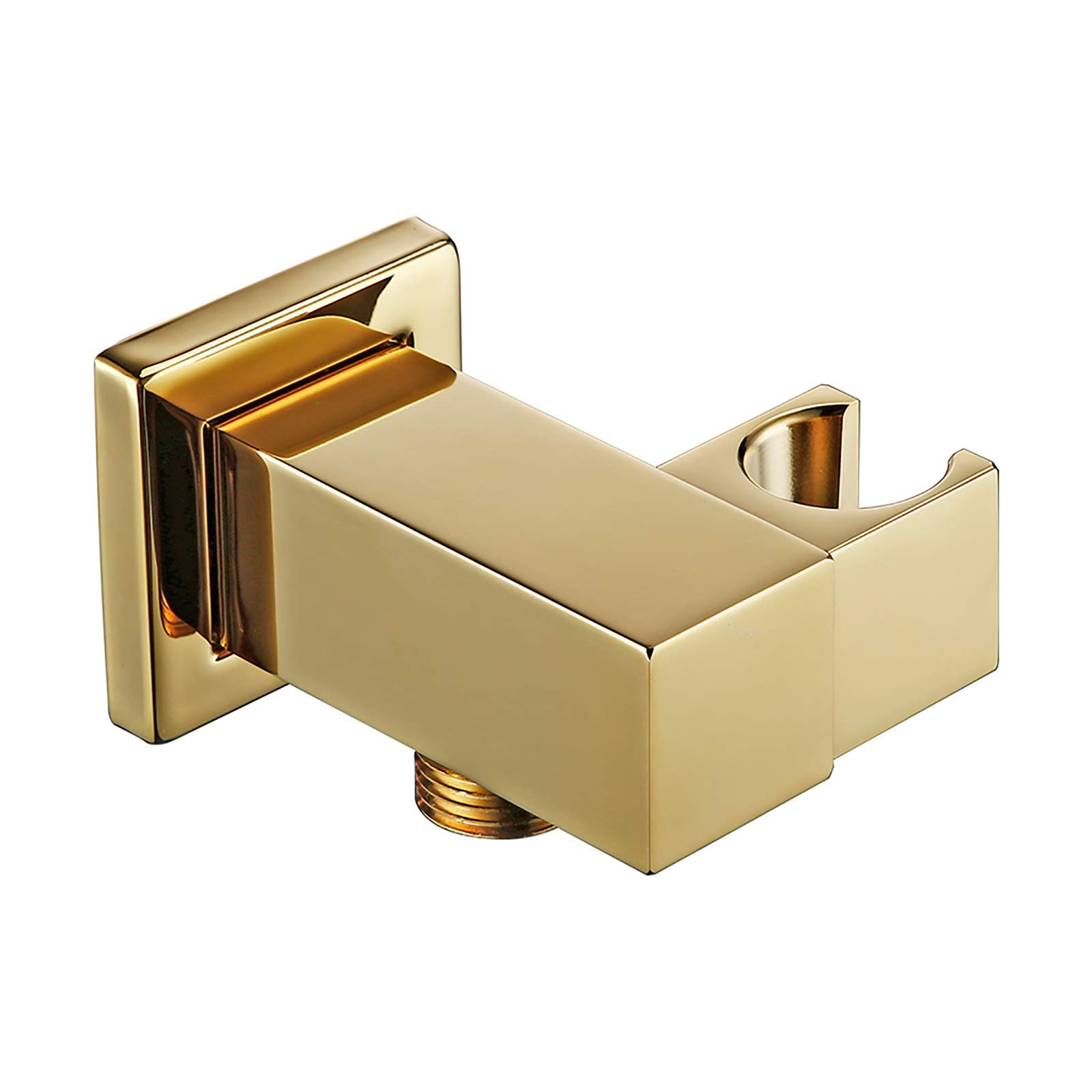 Adjustable Brass Shower Head Holder - Wall Mounted Square Handheld Shower Bracket in Gold Finish | Universal Fit for All Bathrooms | Perfect for Home, Hotel & Spa Use