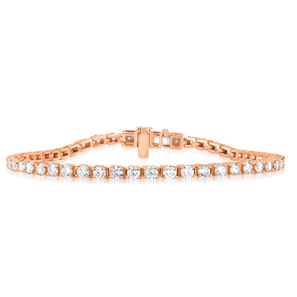 18ct Rose Gold 3 Carat Diamond Tennis Bracelet 17.5cm - Elegant Women's Jewelry for Weddings, Anniversaries & Special Occasions
