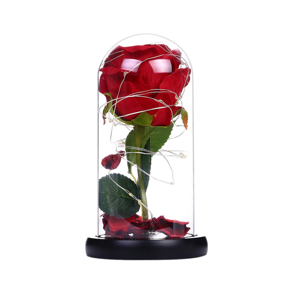 Uonlytech Rose Flower Dome Light - Everlasting Rose Lamp, Decorative Table Night Light for Bedroom, Living Room, Party Desk Decor (Battery Not Included) | Romantic Gift, Wedding Centerpiece, Home Decor