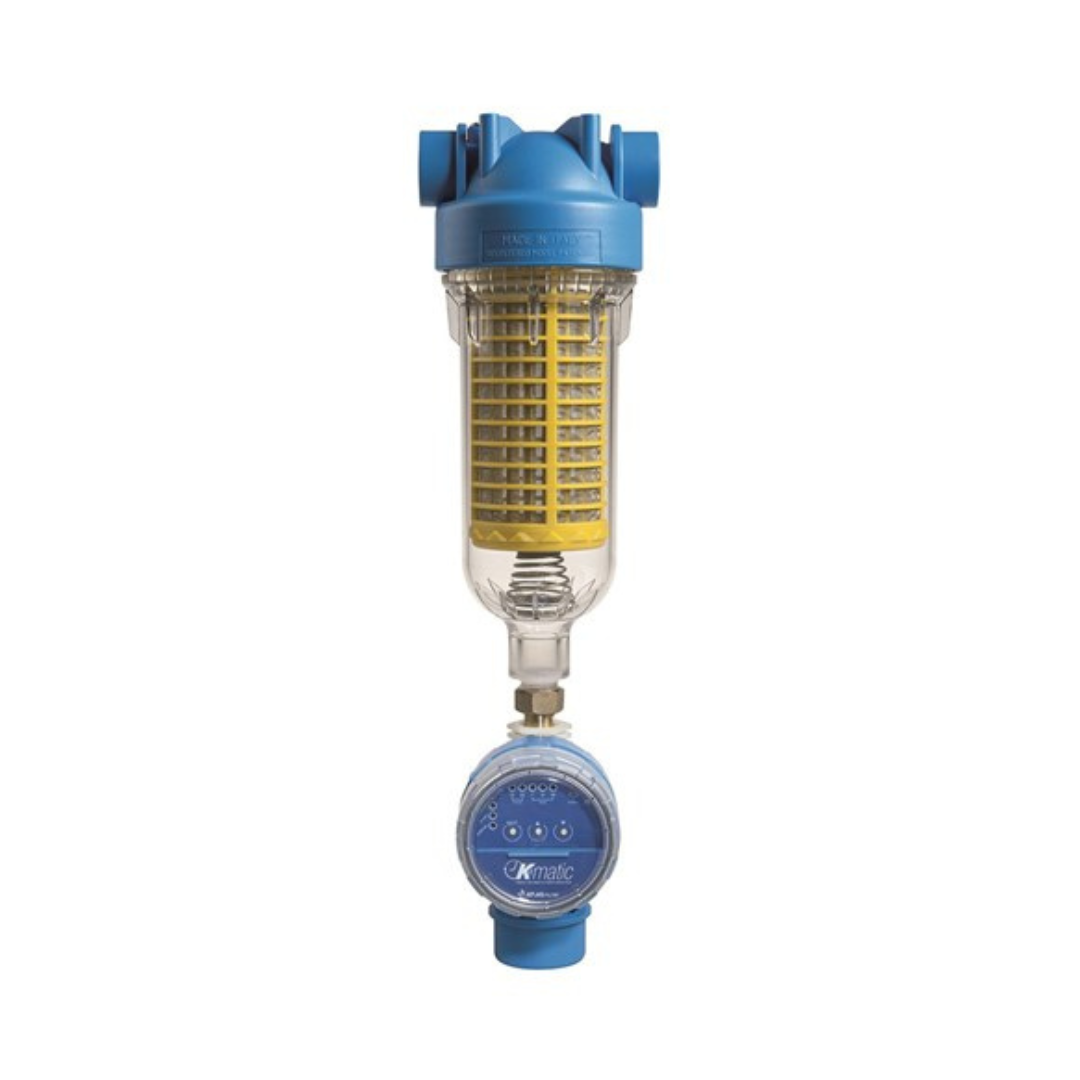 Atlas Filtri Hydra 10 Clear Self-Cleaning Sediment Water Pre-Filter with Kmatic Auto Valve - Whole House Water Filtration System for Clean Drinking & Shower Water