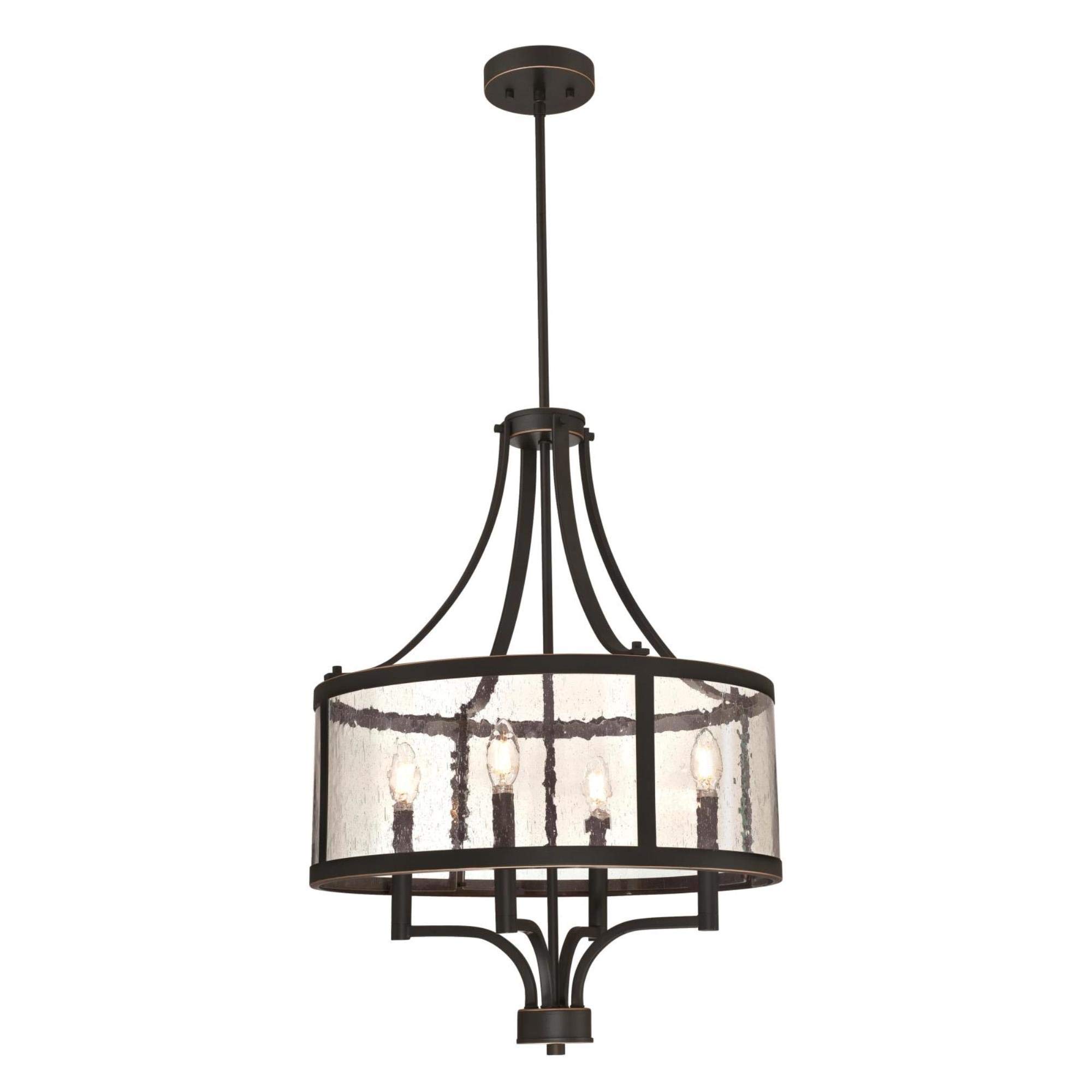 Westinghouse 6368400 Belle View 4-Light Chandelier - Oil Rubbed Bronze Finish with Clear Seeded Glass - Elegant Indoor Ceiling Light Fixture for Dining Room, Bedroom or Living Room Decor