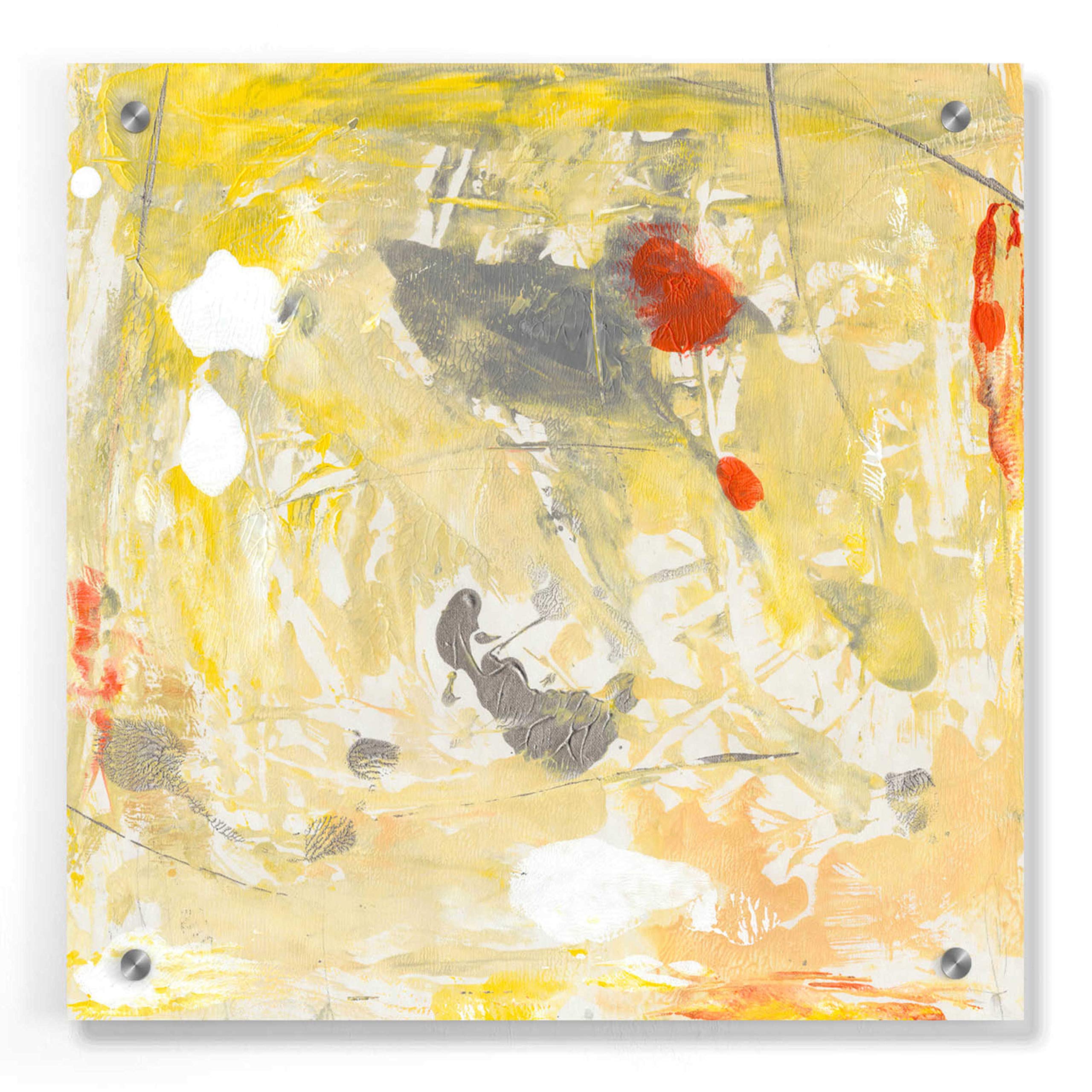 Tim O'Toole 'Lemon Jostle I' Acrylic Glass Wall Art - 36x36 Inches Modern Abstract Painting for Living Room, Bedroom & Office Decor
