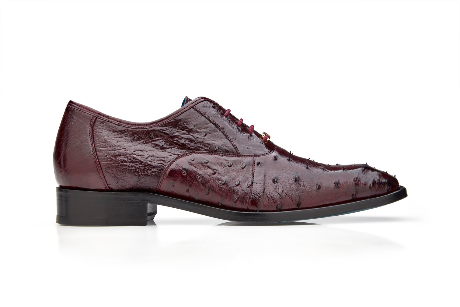 Belvedere Orlando Genuine Ostrich Quill Dress Shoes - Antique Dark Burgundy D01 | Luxury Formal Footwear for Weddings & Business Events