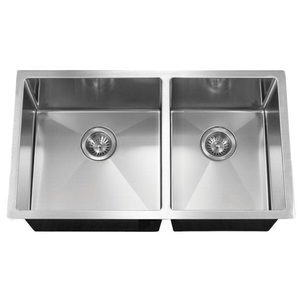 Hamat AXI 3218D 10mm Radius Undermount 60/40 Double Bowl Stainless Steel Kitchen Sink - Perfect for Modern Kitchens, Restaurants & Home Renovations
