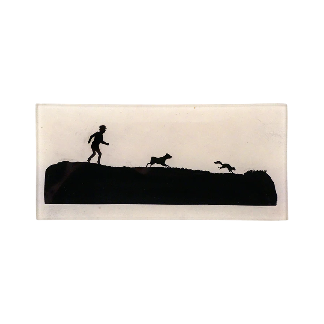 Silhouette Boy Dog Squirrel Tray - Unique Animal Design Serving Platter for Home Decor, Parties & Gift Giving