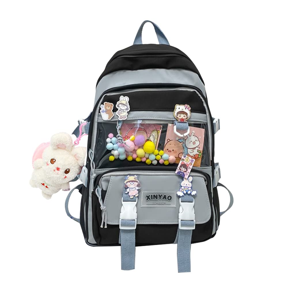 Kawaii Cute Backpack for Girls - Stylish High School, Junior High & Primary School Backpack - Lightweight Durable School Bag (Black) - Perfect for School, Travel & Everyday Use