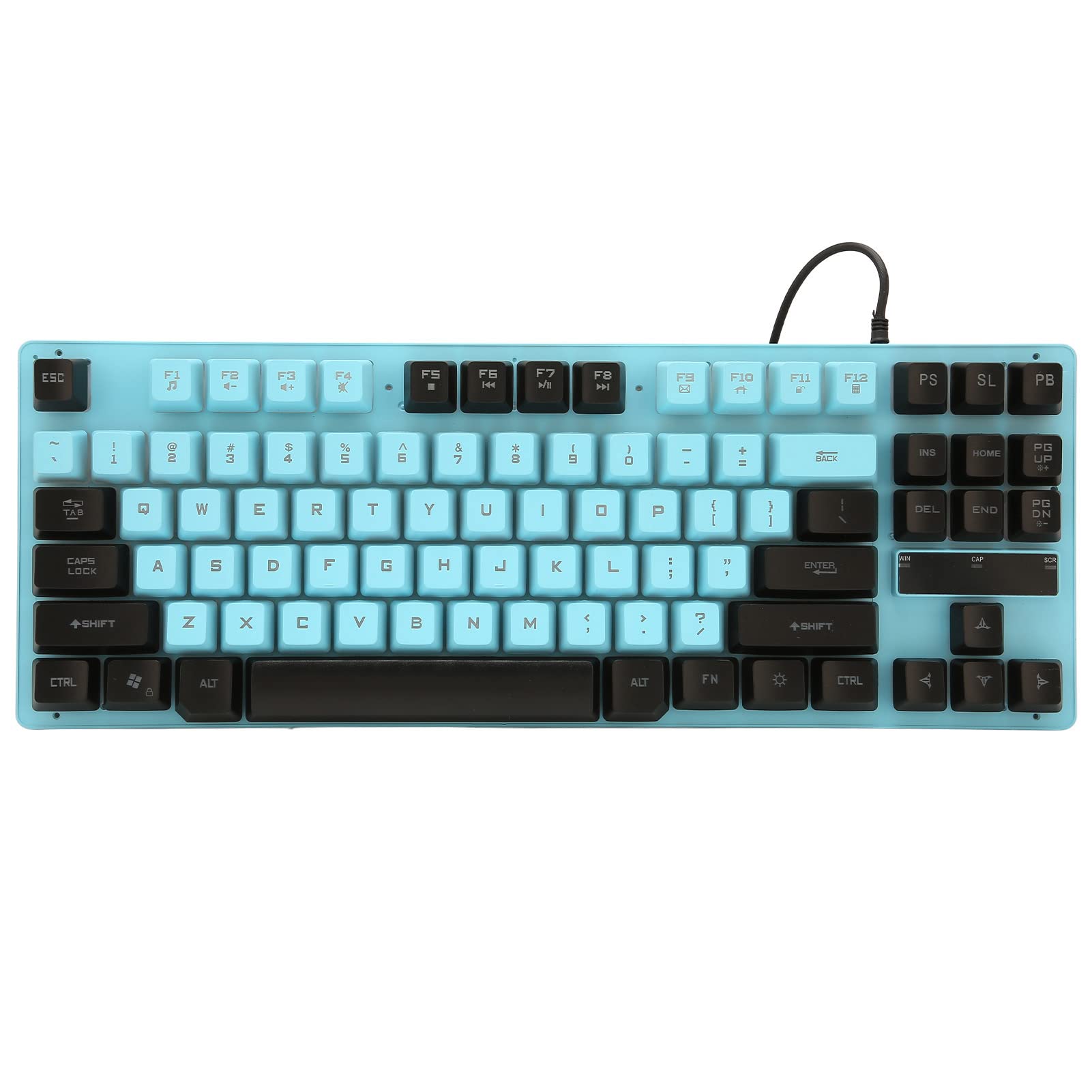 Bewinner RGB Backlit Wired Gaming Keyboard - 87 Anti-Ghosting Keys, Ergonomic Design for PC, Mac, Windows 10/8/7/XP - Perfect for Gaming, Office Work & Typing (Blue Black)