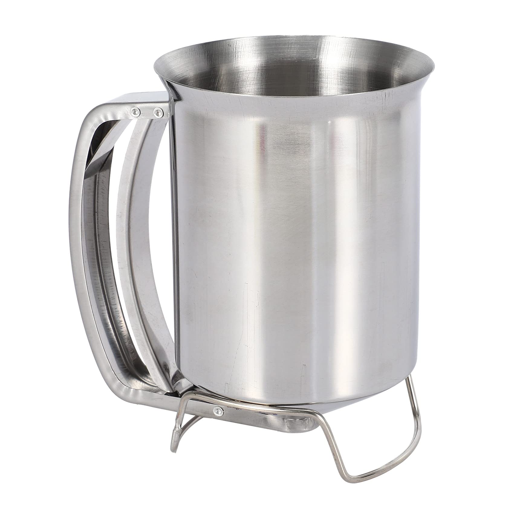 Professional Handheld Pancake Batter Dispenser with Lid - Stainless Steel Batter Funnel for Baking Cakes, Cupcakes, Waffles & Crepes - Perfect Kitchen Tool for Home Bakers & Breakfast Restaurants