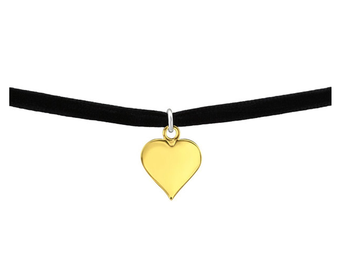 14K Gold Plated Sterling Silver Heart Choker Necklace for Women - Dainty Layering Necklace, Valentine's Day Gift, Romantic Date Night Jewelry