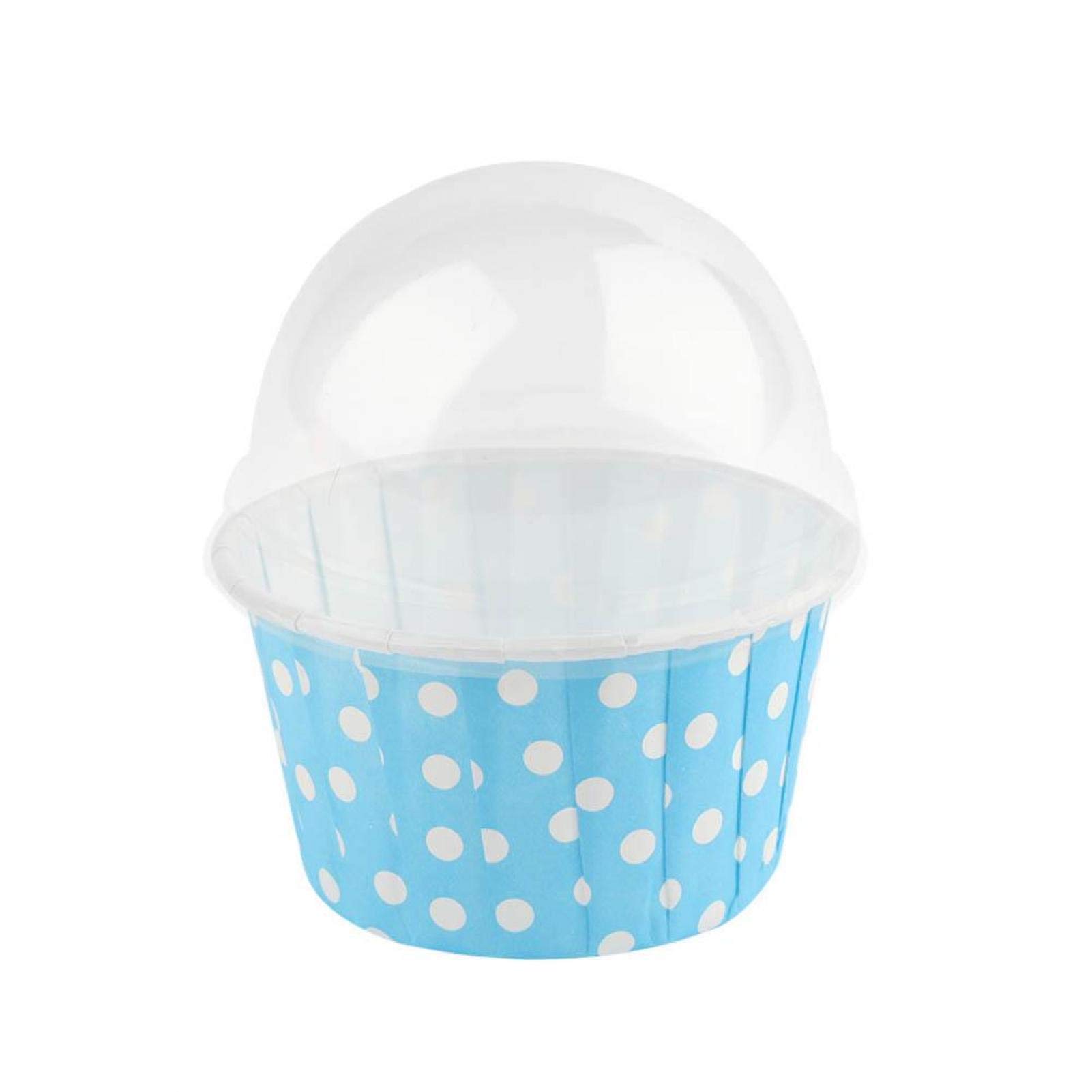 100 Pcs Mini Cupcake Liners with Lids - Round Baking Paper Cups for Muffins, Cake Balls & Cupcakes - Blue Party Supplies for Holiday, Birthday & Wedding Celebrations - Perfect for Home Baking, Dessert Displays & Gift Packaging