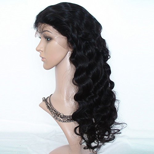 2017 New 14-Inch Full Lace Human Hair Wigs for Black Women - Virgin Remy Human Hair Body Wave in #1B Off Black | Perfect for Daily Wear, Cosplay & Special Occasions