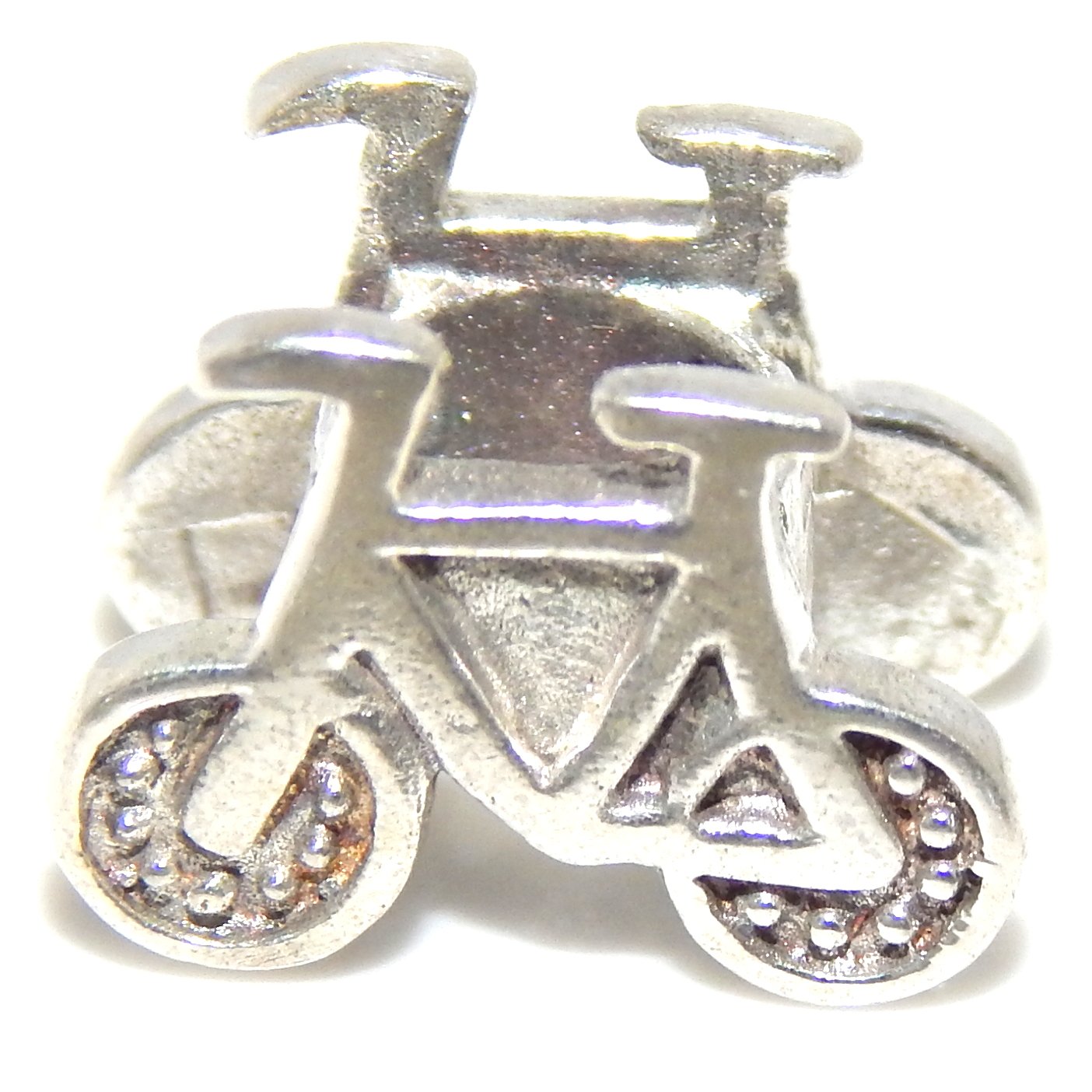 925 Sterling Silver Two Sided Bicycle Charm Bead - Handmade Jewelry Component for Bracelets, Necklaces & DIY Crafts | Perfect for Cycling Enthusiasts & Gift Giving