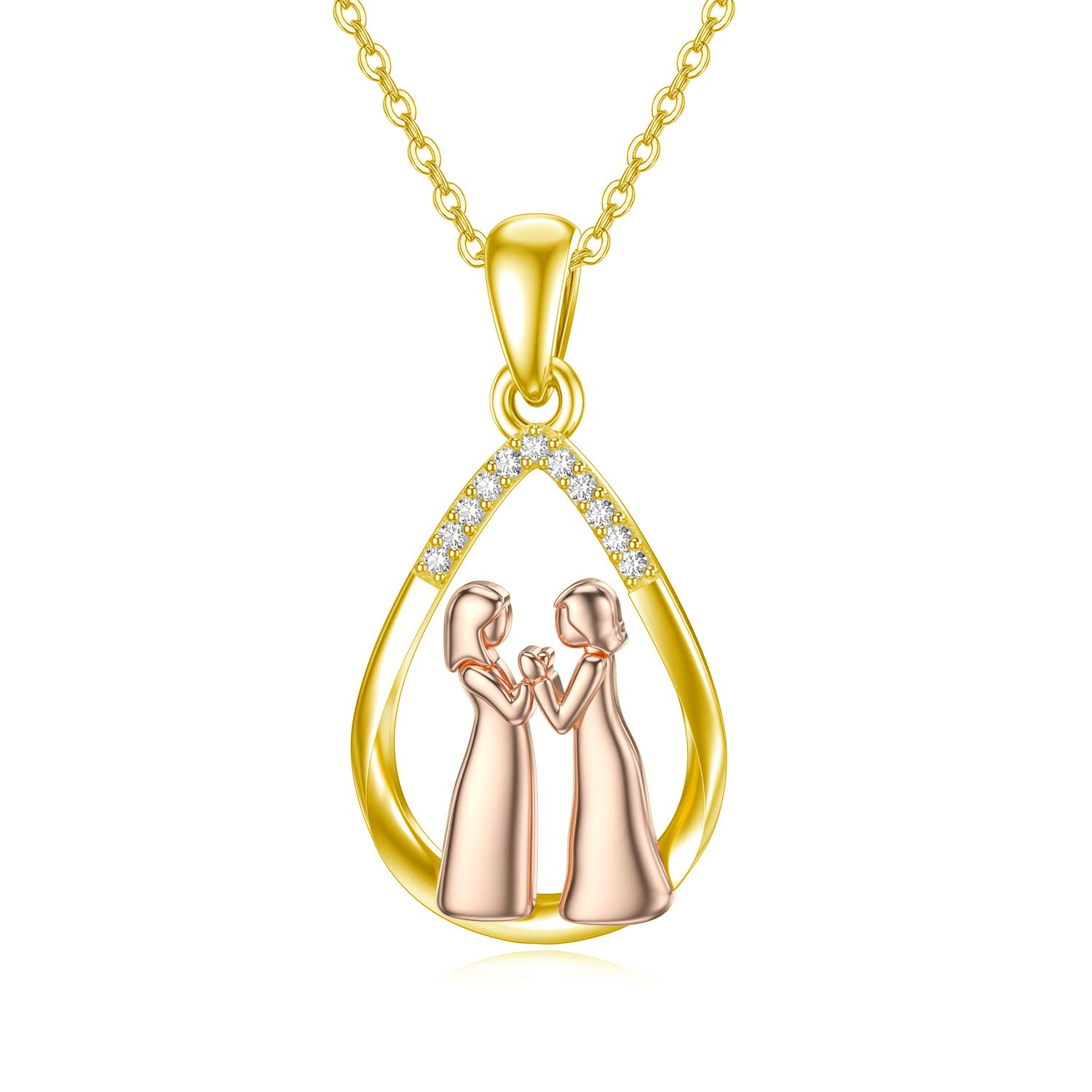 BEBEWO 10K 14K 18K Gold Sister Pendant Necklace - Best Friend Gift for Women, Sister Birthday Jewelry | Perfect for Anniversaries, Graduation & Special Occasions