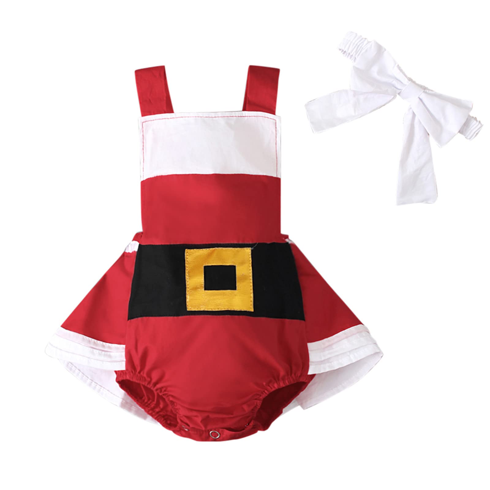 Baby Christmas Santa Xmas Bodysuit Romper & Headbands Set - Newborn Essentials for Boys & Girls - Perfect for Holiday Photos & Family Gatherings
