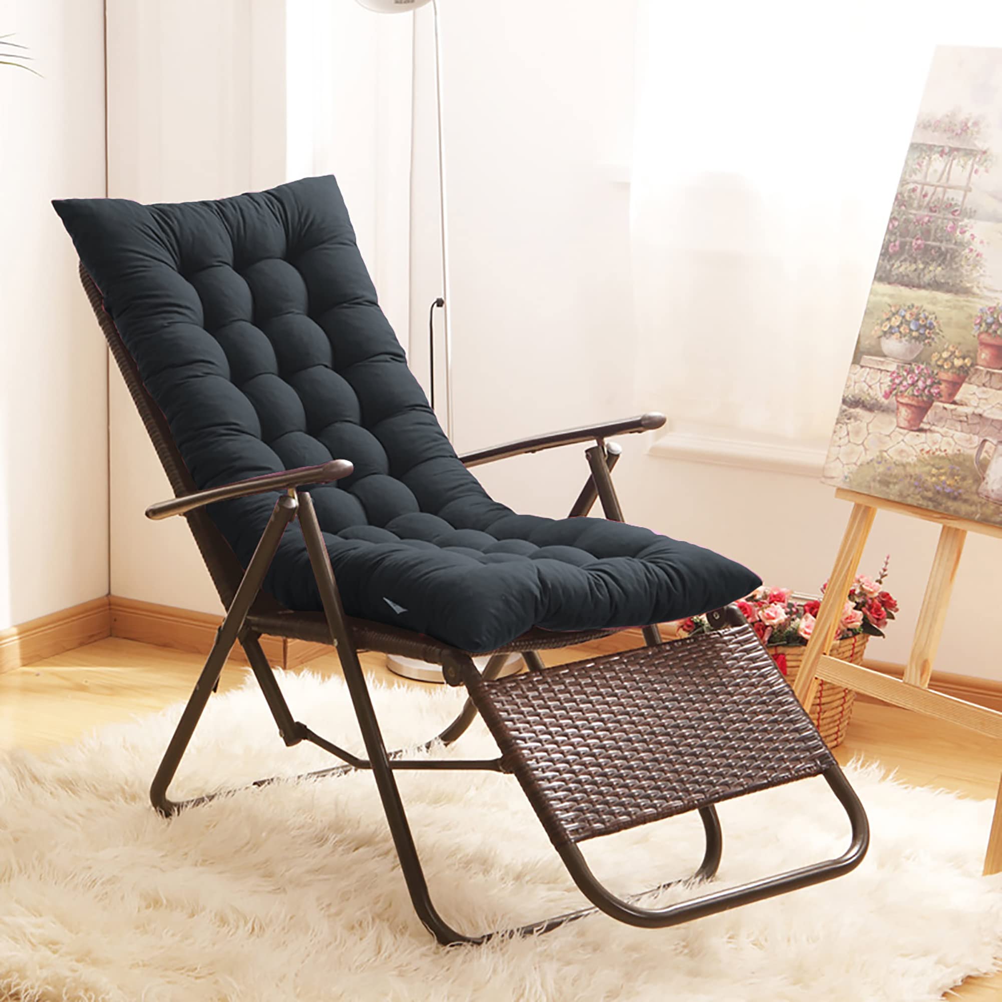 Uheng Thick Padded High Back Chair Cushion for Rocking Chairs, Chaise Loungers & Swing Benches – Indoor/Outdoor Use with 6 Ties – Perfect for Patio, Garden & Relaxation