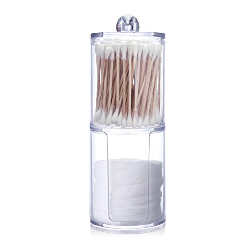 17cm x 6.8cm Clear Acrylic Multifunctional Organizer Box - Round Storage Container for Makeup Cotton Pads, Nail Art Tools & Remover Papers | Perfect for Beauty Salon, Bathroom & Vanity Organization