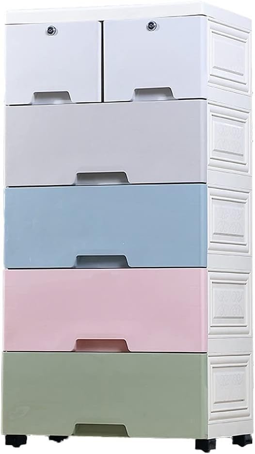 6-Layer Plastic Storage Bins & Cabinet Drawers - Multi-Purpose Kids Wardrobe Organizer & Household Storage Box for Clothes, Toys, Books | Perfect for Bedroom, Nursery, Playroom Organization