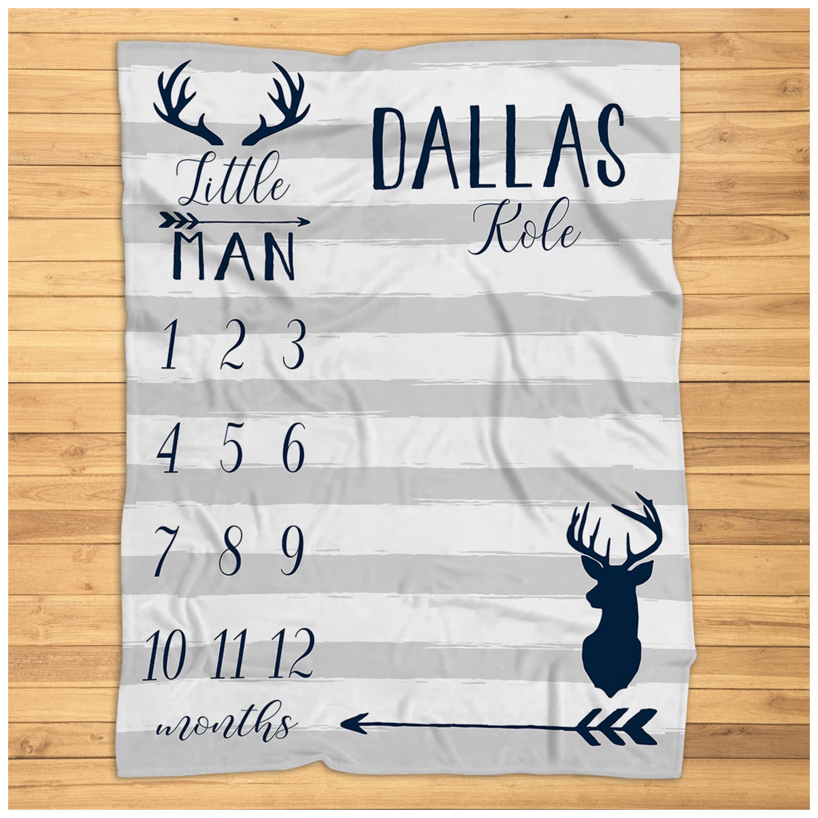 Unisex Milestone Deer Blanket - Baby Growth Tracker with Arrow Design | Super Soft Minky Fleece Nursery Blanket for Boys & Girls | Perfect for Newborn Photos, Monthly Milestones & Cozy Nursery Decor