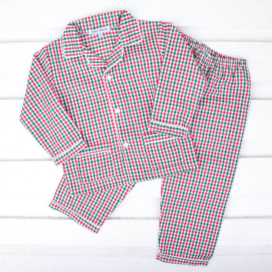 Cozy Red and Green Gingham Pajama Set for Women - Soft Cotton Sleepwear with Pockets - Perfect for Christmas, Holiday Gift, Lounge & Sleep Comfort