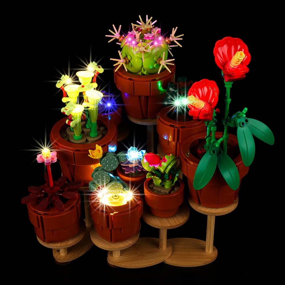 Kyglaring Lego 10329 Icons Tiny Plants Display Stand with LED Lighting Kit - Multiple Display Options & Light Upgrades for Lego Building Sets - Perfect for Home Decor, Office Display & Gift Ideas