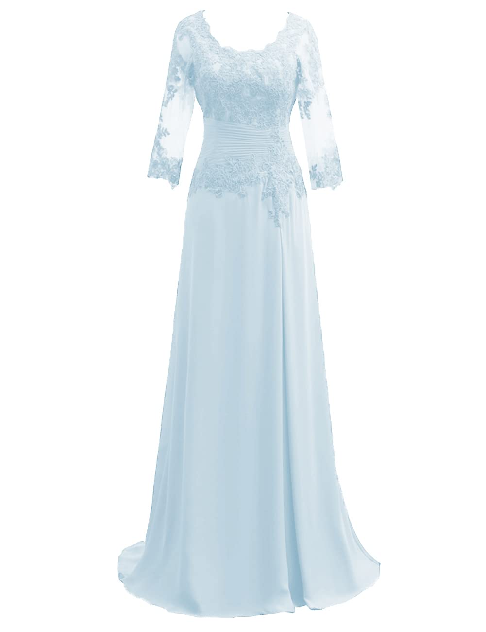 Elegant Long Sleeve Chiffon Mother of The Bride Dress - Lace Formal Evening Gown for Wedding Guest - Perfect for Church Ceremonies, Receptions & Special Occasions