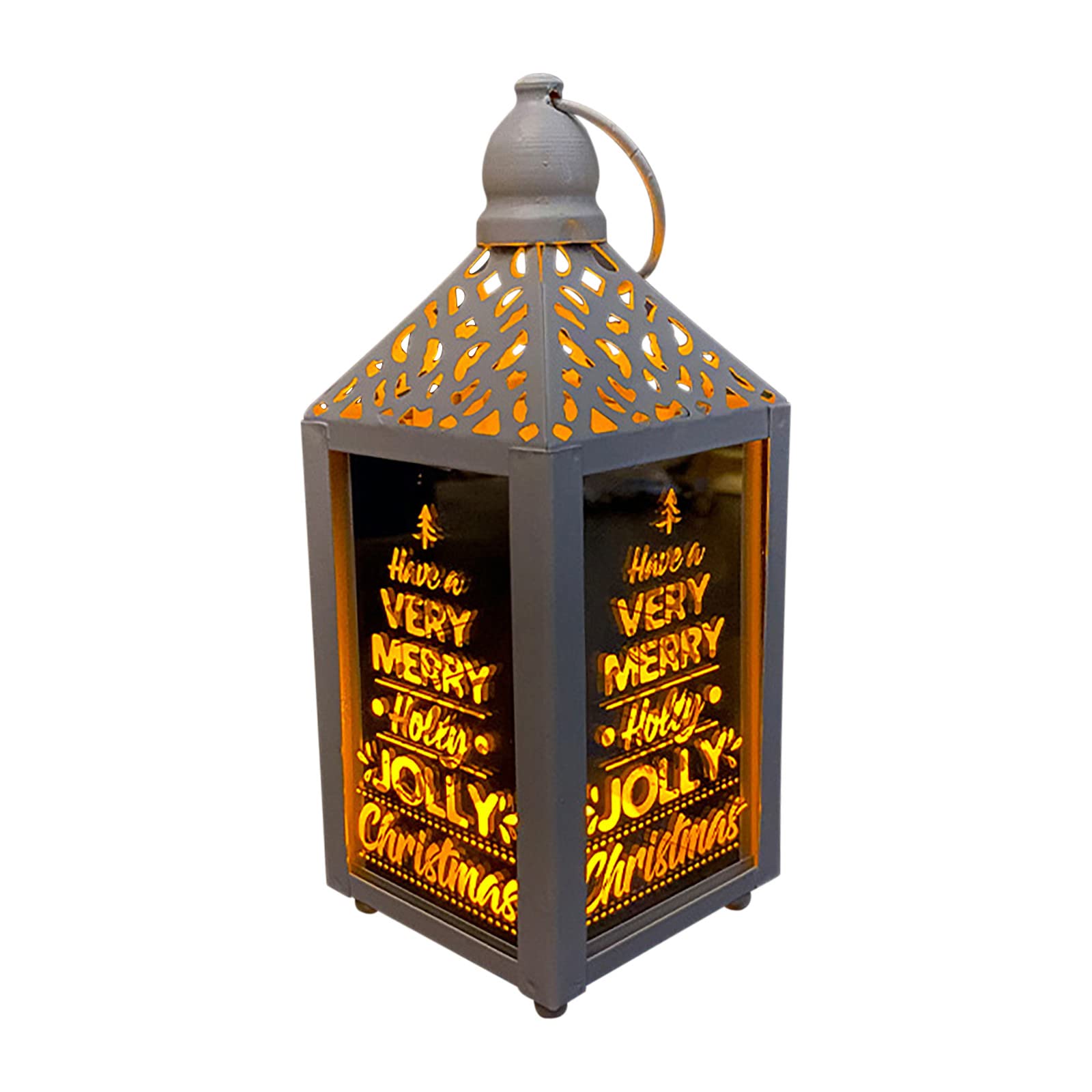 Comigeewa Christmas Wrought Iron LED Wind Lantern - Small Hanging Luminous Decoration for Indoor/Outdoor Holiday Decor, Patio, Garden & Festive Party Lighting