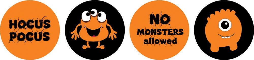 No Monsters Allowed Party Stickers - 190pcs Halloween Candy Labels for Treat Bags