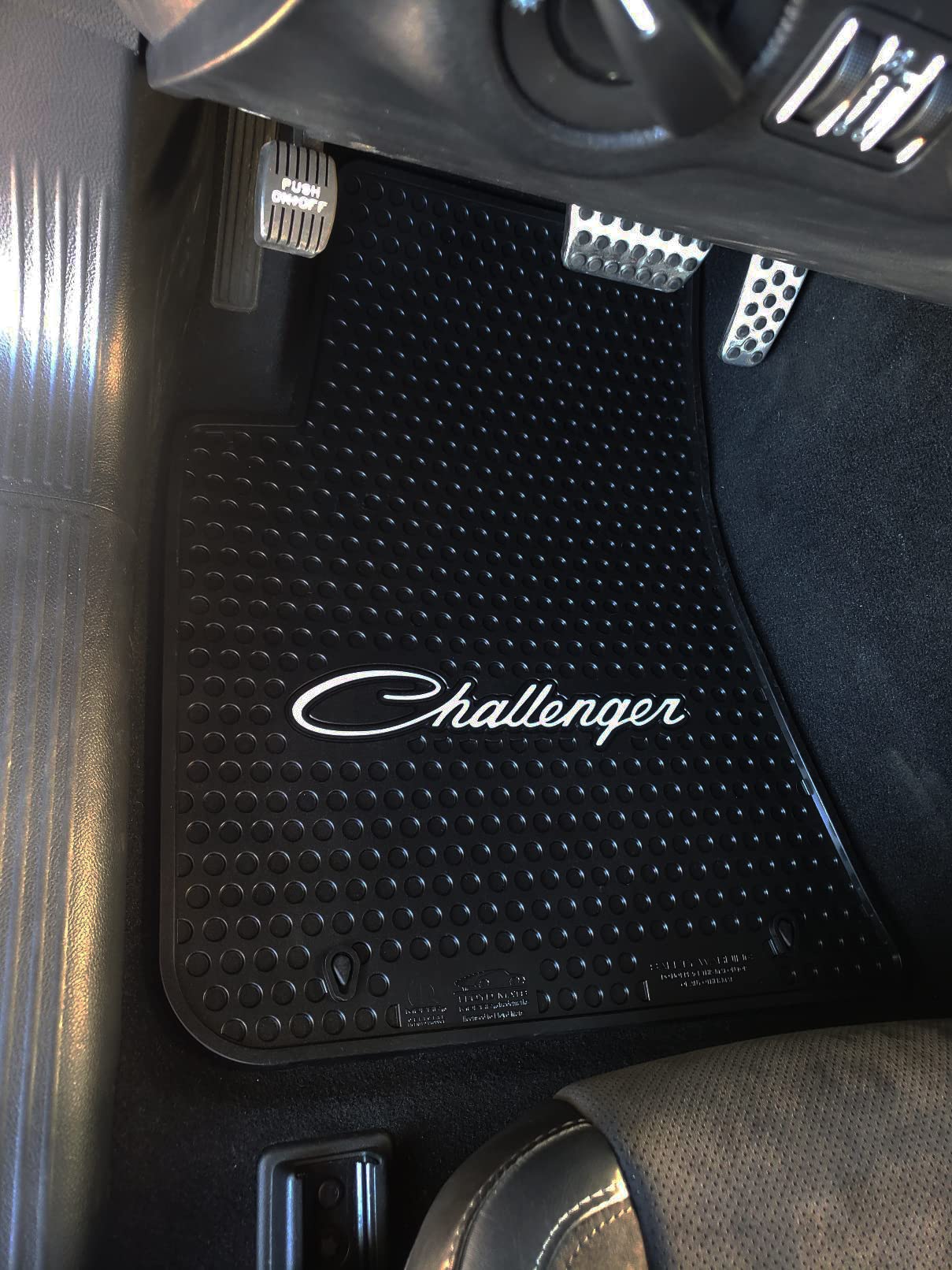 Premium Custom-Fit All-Weather Floor Mats for Dodge Challenger RWD 2011-2023 | Heavy Duty Rubber Car Mats (2-Piece Set, Silver Challenger Logo on Black) - Perfect for Daily Commuting, Road Trips & Winter Protection