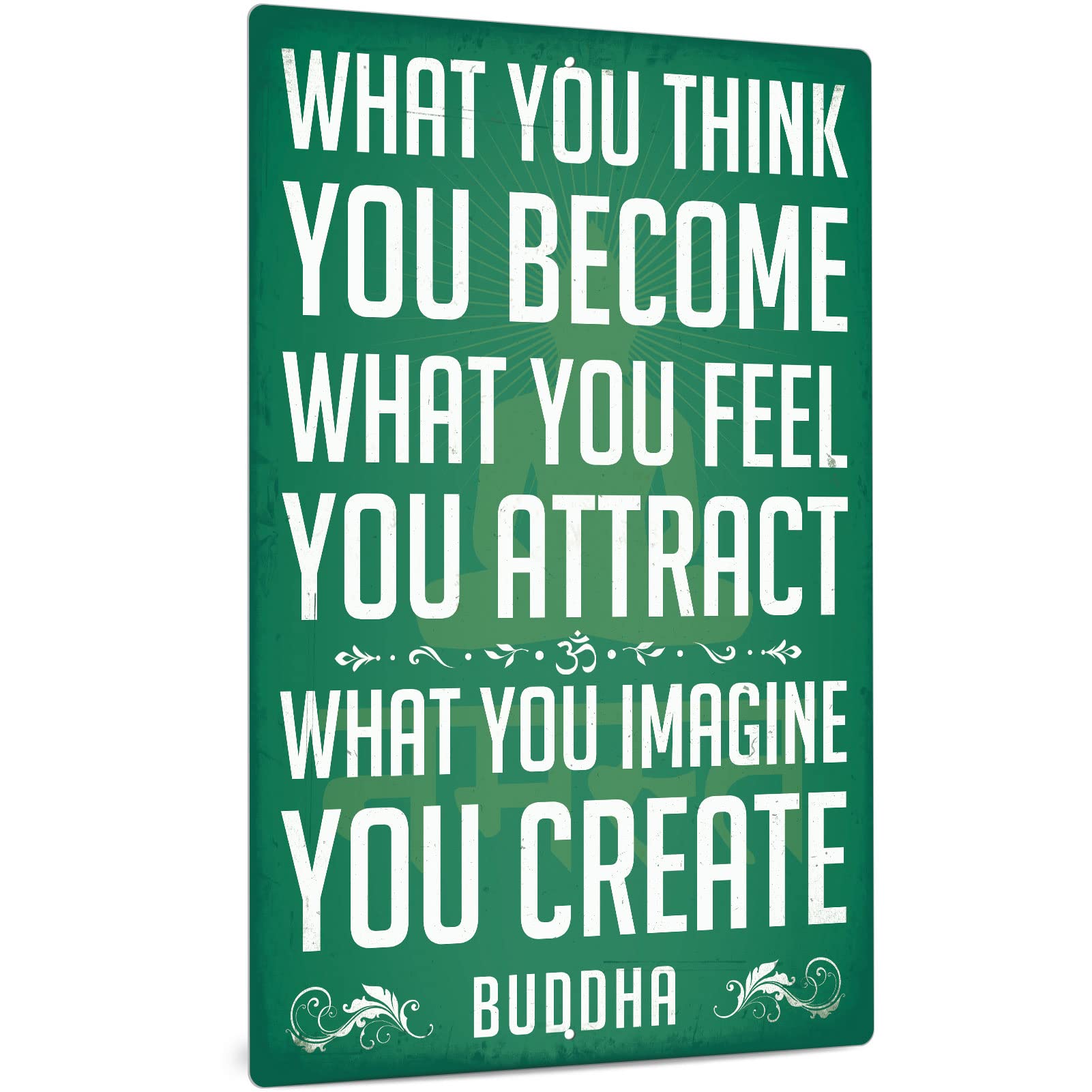 Buddha Wall Art - Zen Decor for Yoga & Meditation - 12x8 Inch Metal Sign