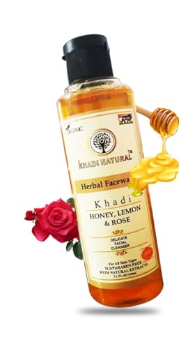 Khadi Natural Honey Lemon Rose Herbal Face Wash 210ml - Organic Cleanser for Glowing Skin | Perfect for Daily Use & Sensitive Skin Care Routine