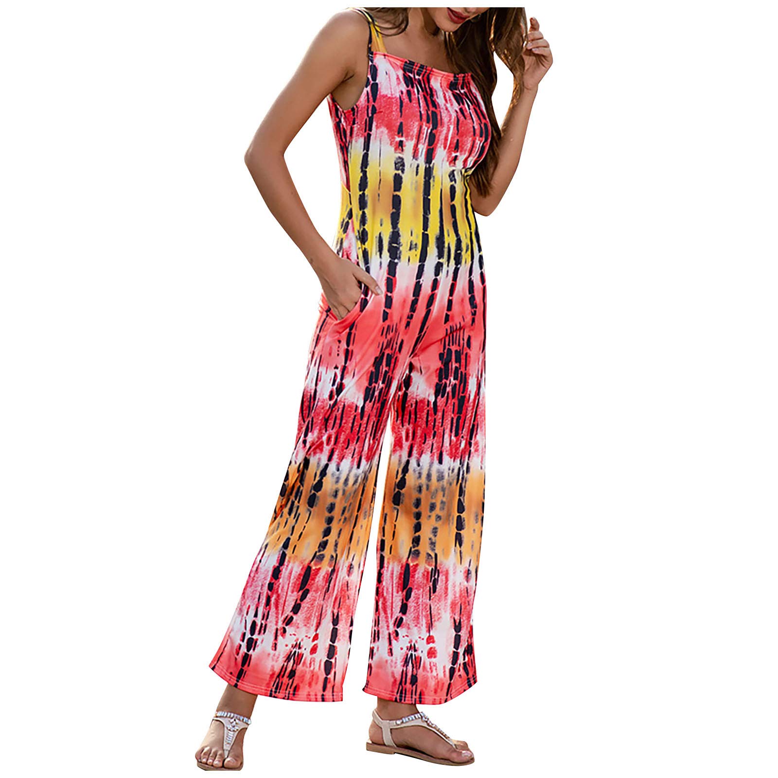 Posijego Women's Sleeveless Leopard Print Jumpsuit - Casual Backless Overalls with Adjustable Straps for Summer Outfits | Perfect for Beach, Music Festivals & Street Style Fashion