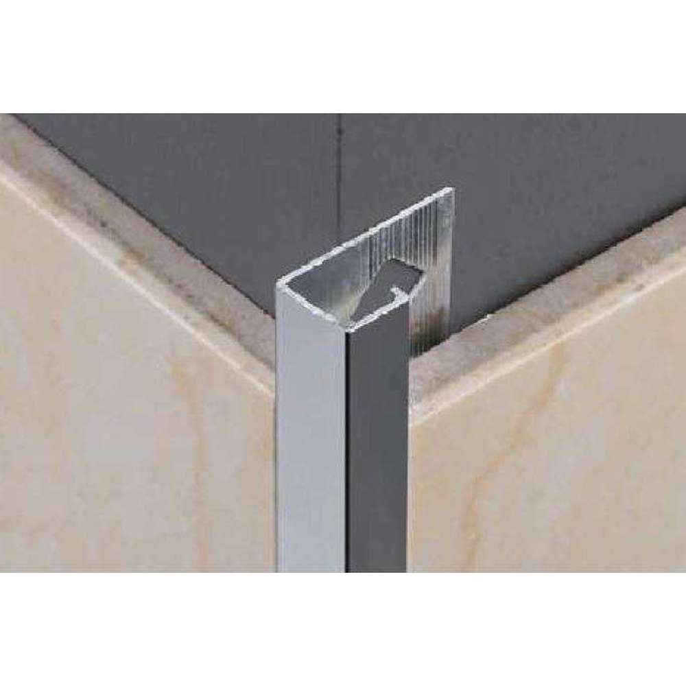 Evia 12.5mm x 2.5M Aluminum Square Edge Tile Trim - Bright Silver Finish for Bathroom, Kitchen & Shower Wall Edging