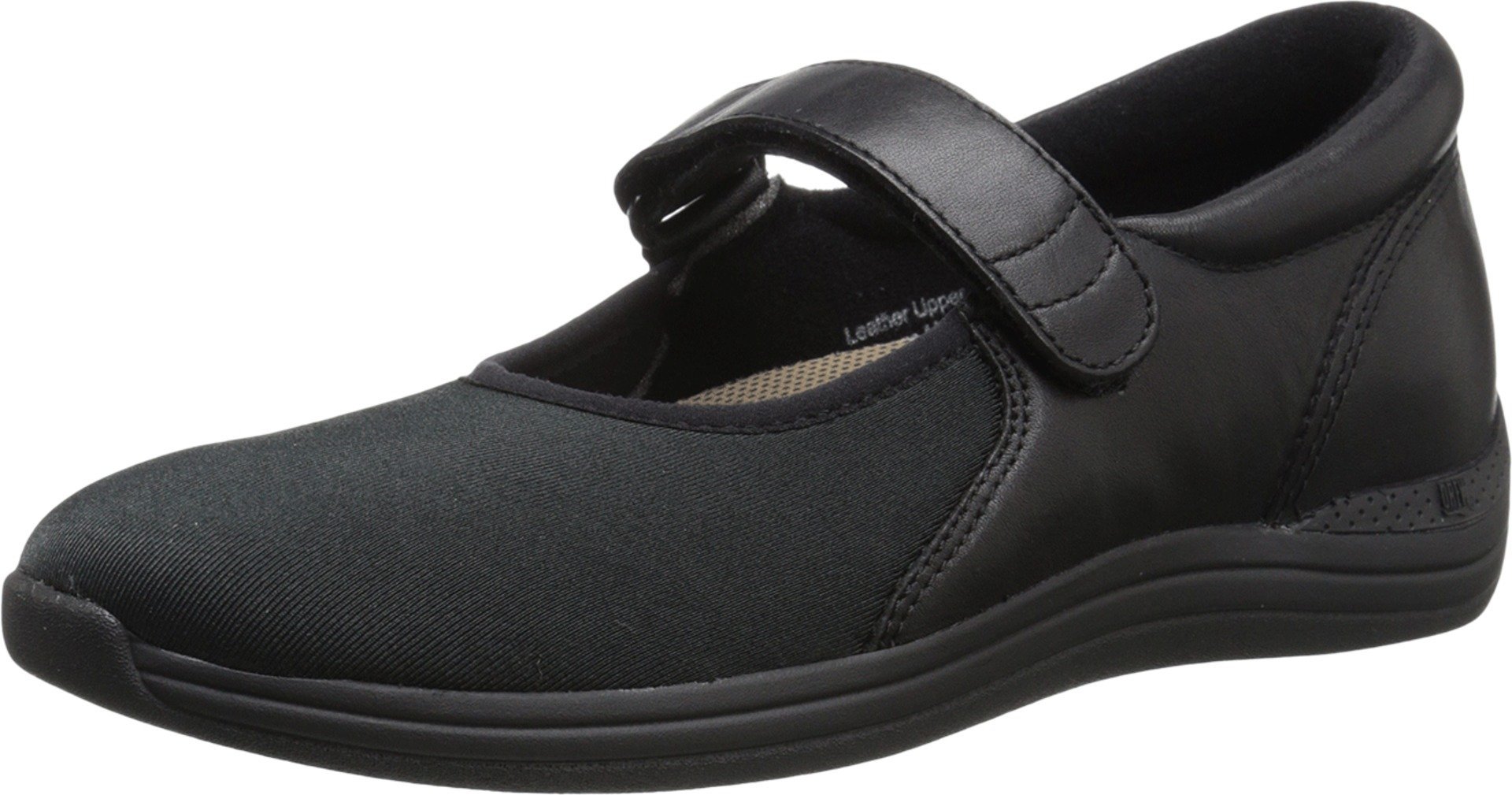 Drew Shoe Magnolia 14326 Women's Comfortable Casual Shoes - Black Stretch Leather & Lycra, Size 6.5 Narrow (AA), Velcro Closure | Perfect for Walking, Travel & Everyday Wear
