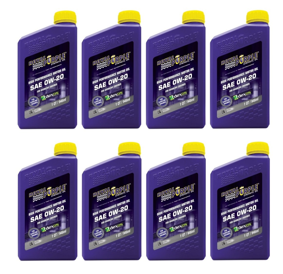 Royal Purple 01020 API-Licensed SAE 0W20 Full Synthetic Motor Oil - Case of 8 Quarts | Premium Engine Protection for Cars, Trucks & SUVs | Extreme Temperature Performance