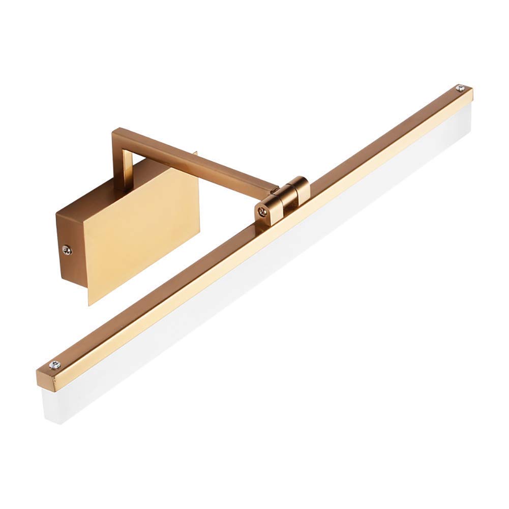 FMOGE 72cm LED Bathroom Mirror Light - Modern Moisture-Proof Vanity Mirror with Golden Frame, White Light (42cm) - Perfect for Bathroom Makeup, Shaving & Grooming