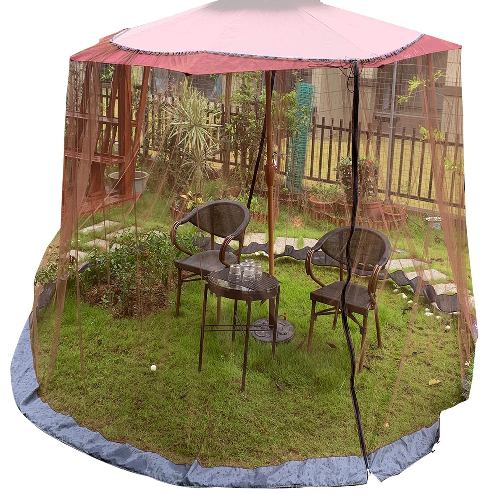 Littryee Universal Outdoor Umbrella Screen Net - Zippered Mesh Canopy Cover with See-Through Design for Patio, Deck & Garden - Insect & Crayfish Protection for Outdoor Dining & Relaxation